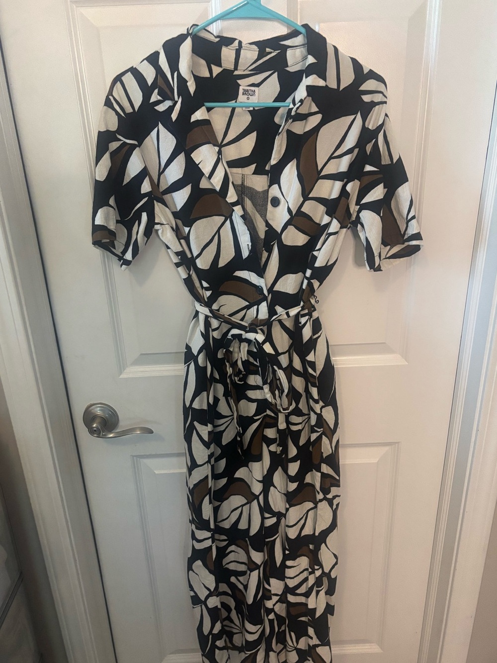 Tabitha Brown Target Leaf Print Wide Leg Belted Jumpsuit M